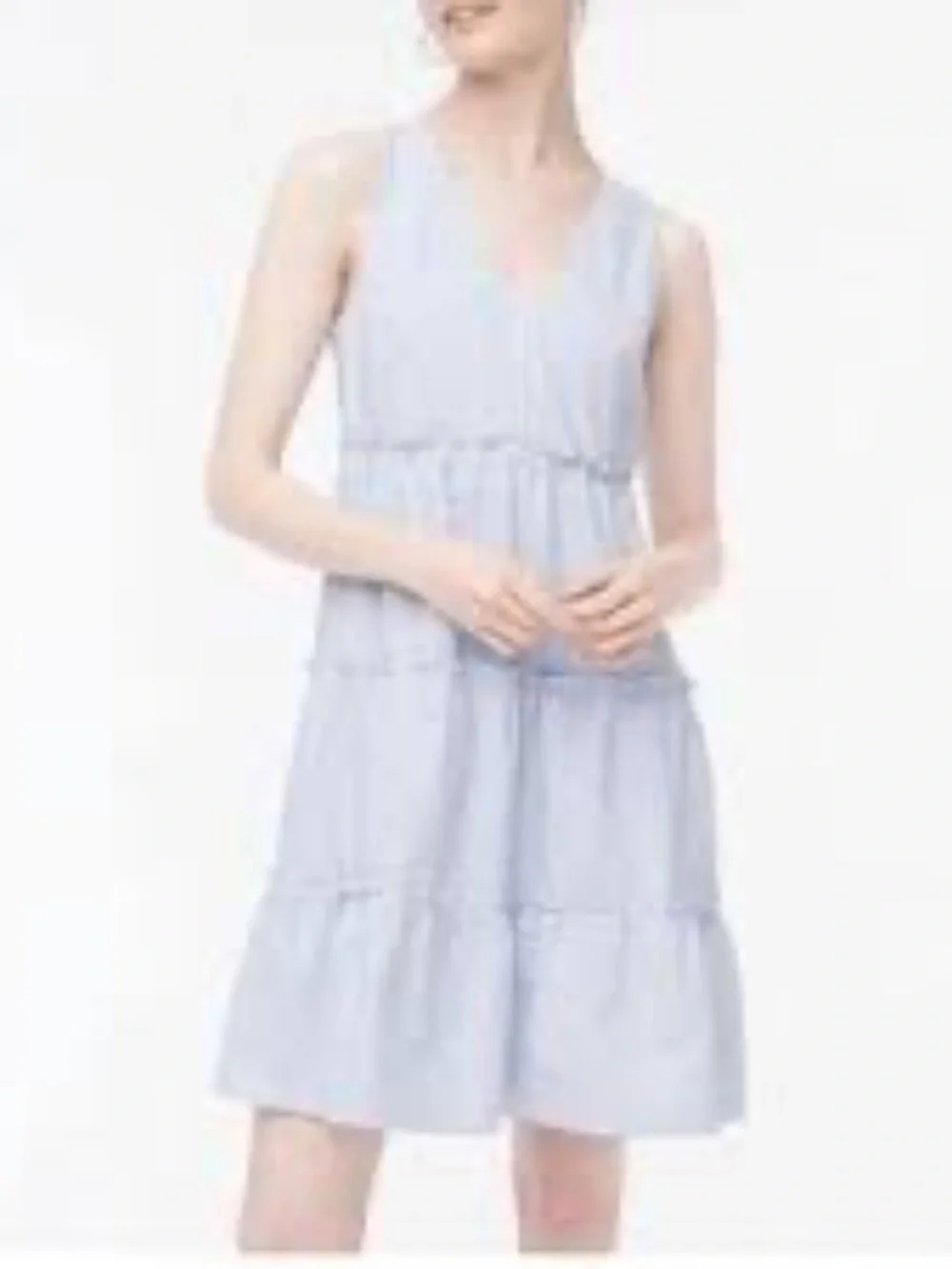 J. Crew Seersucker Tiered Ruffle Striped V-Neck Sleeveless Mini Dress